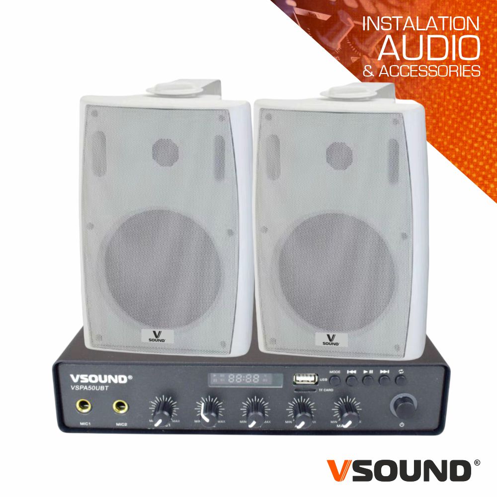 Sistema de Sonorização 100W 12/230V 100V 50m2 VSOUND