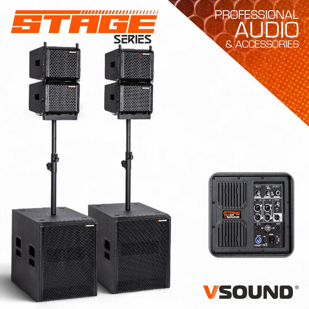 Sistema LINE-ARRAY Ativo 4 Colunas 6" 2xSUB 13" 4000W VSOUND