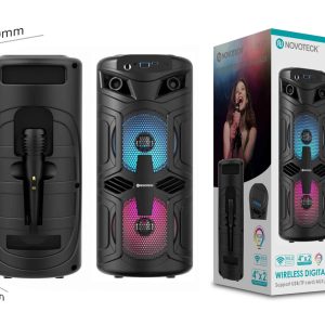 Coluna Portátil NOVOTECK XB-002 com Bluetooth, Microfone e LED - Som e Show em Qualquer Lugar