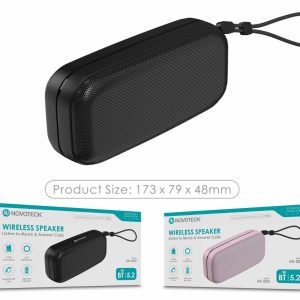 Coluna Bluetooth Portátil NOVOTECK XB-005 Negro – Som de Alta Qualidade em Qualquer Lugar