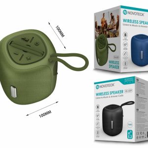 Coluna Portátil NOVOTECK XB-009 Verde– Liberdade Sem Fios e Design Prático para o Dia-a-Dia