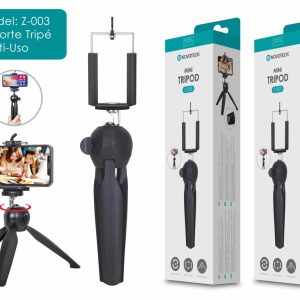 Mini Tripé Multi-Uso Novoteck Z-003 - Versátil e Portátil para Smartphones, Ideal para Fotos e Vídeos