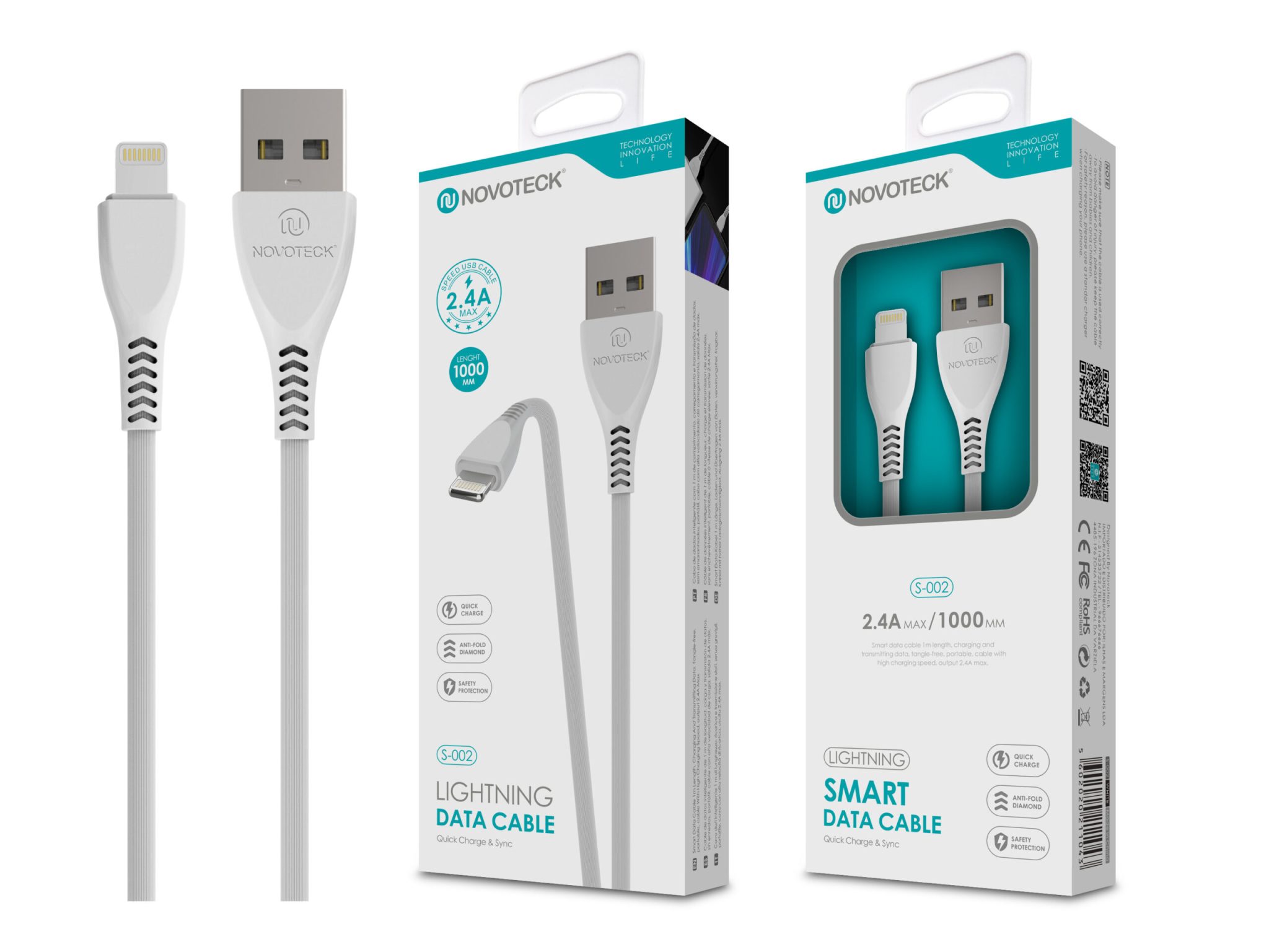 RDP2050 Cabo Lightning Branco 2.4A 1M S-002