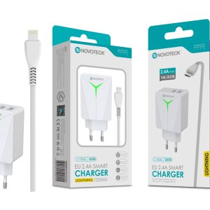 Carregador com Cabo Lightning Branco 2.4A 2 USB Ic Smart C-006L