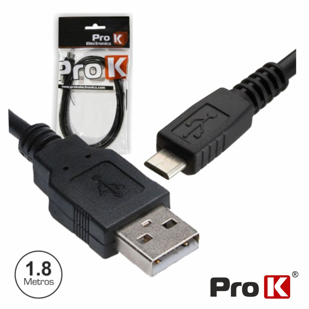 CABO USB-A 2.0 MACHO / MICRO USB-B MACHO 1.8M PROK