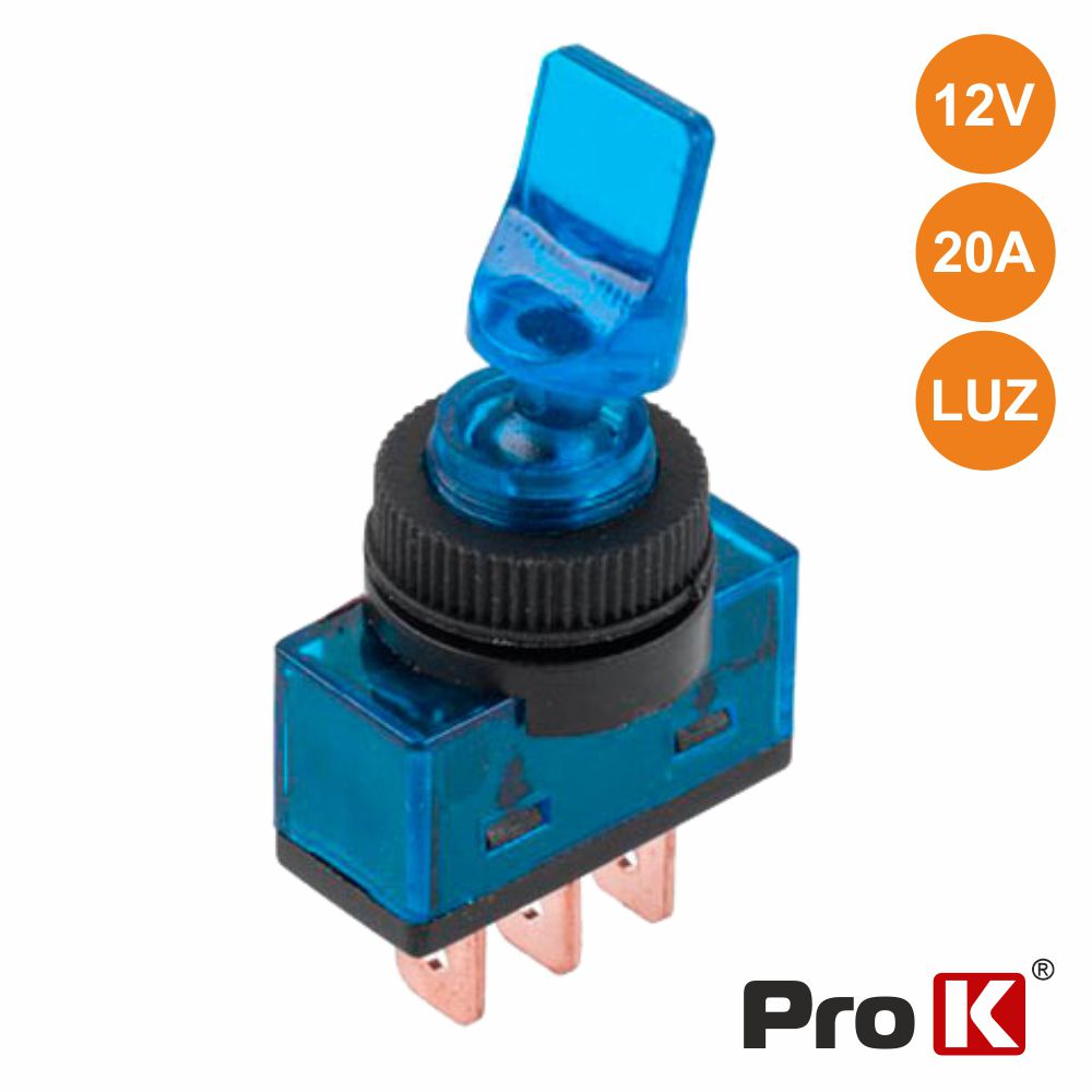 INTERRUPTOR ALAVANCA ON-OFF 20A/12V LUMINOSO AZUL PROK