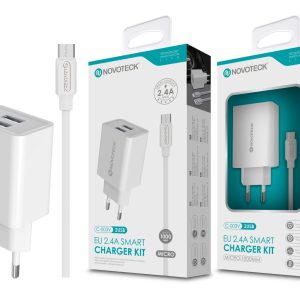 Carregador com Cabo Micro Branco 2.4A 2 USB NOVOTECK C-003V