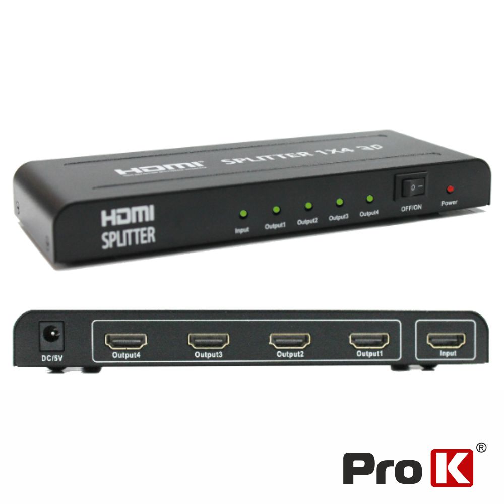 PK-HDMI1E4S01 Spliter hdmi 1 in / 4 out c/ alim.