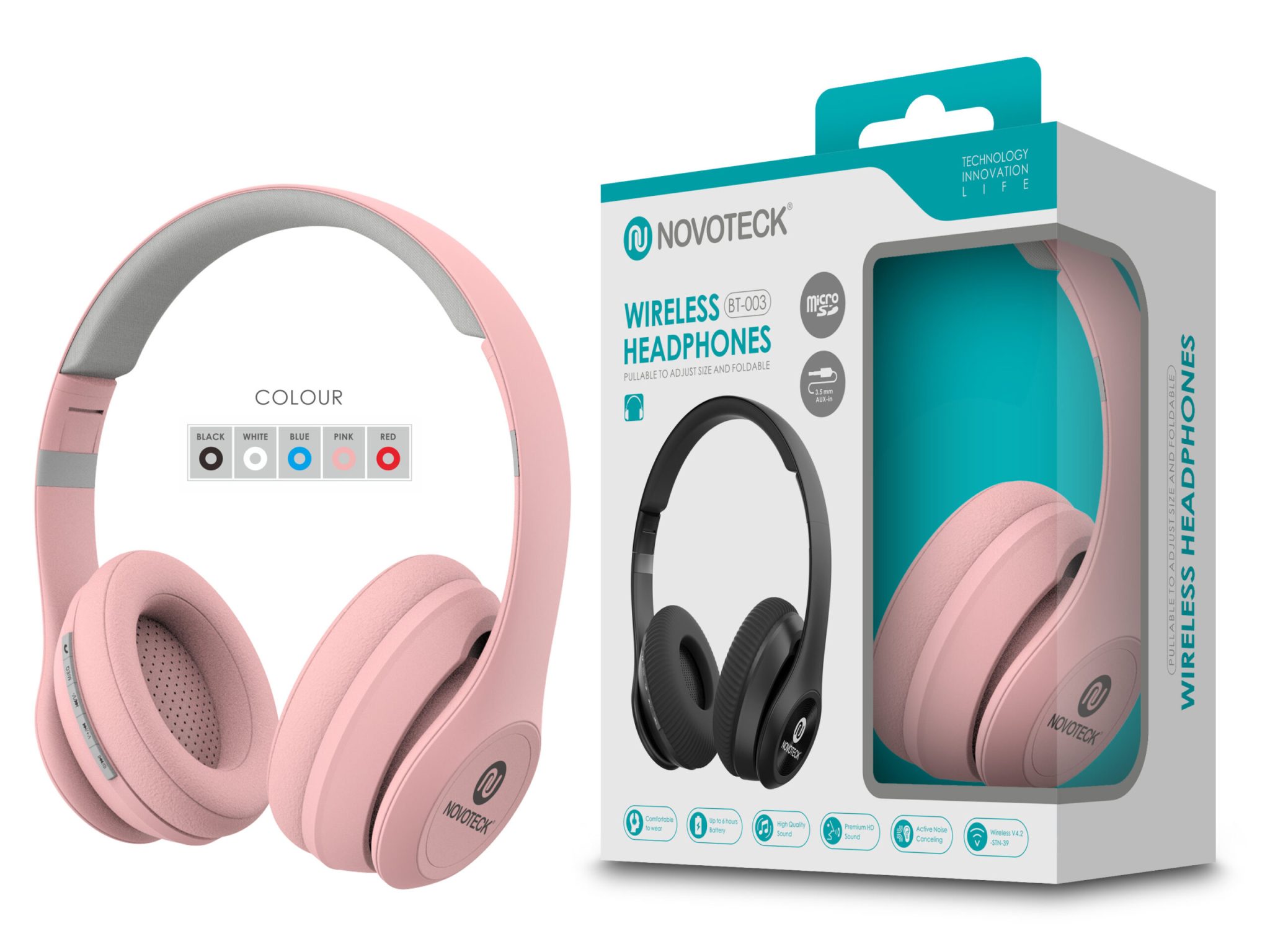 Auscultador Bluetooth Cor Da Rosa BT-003