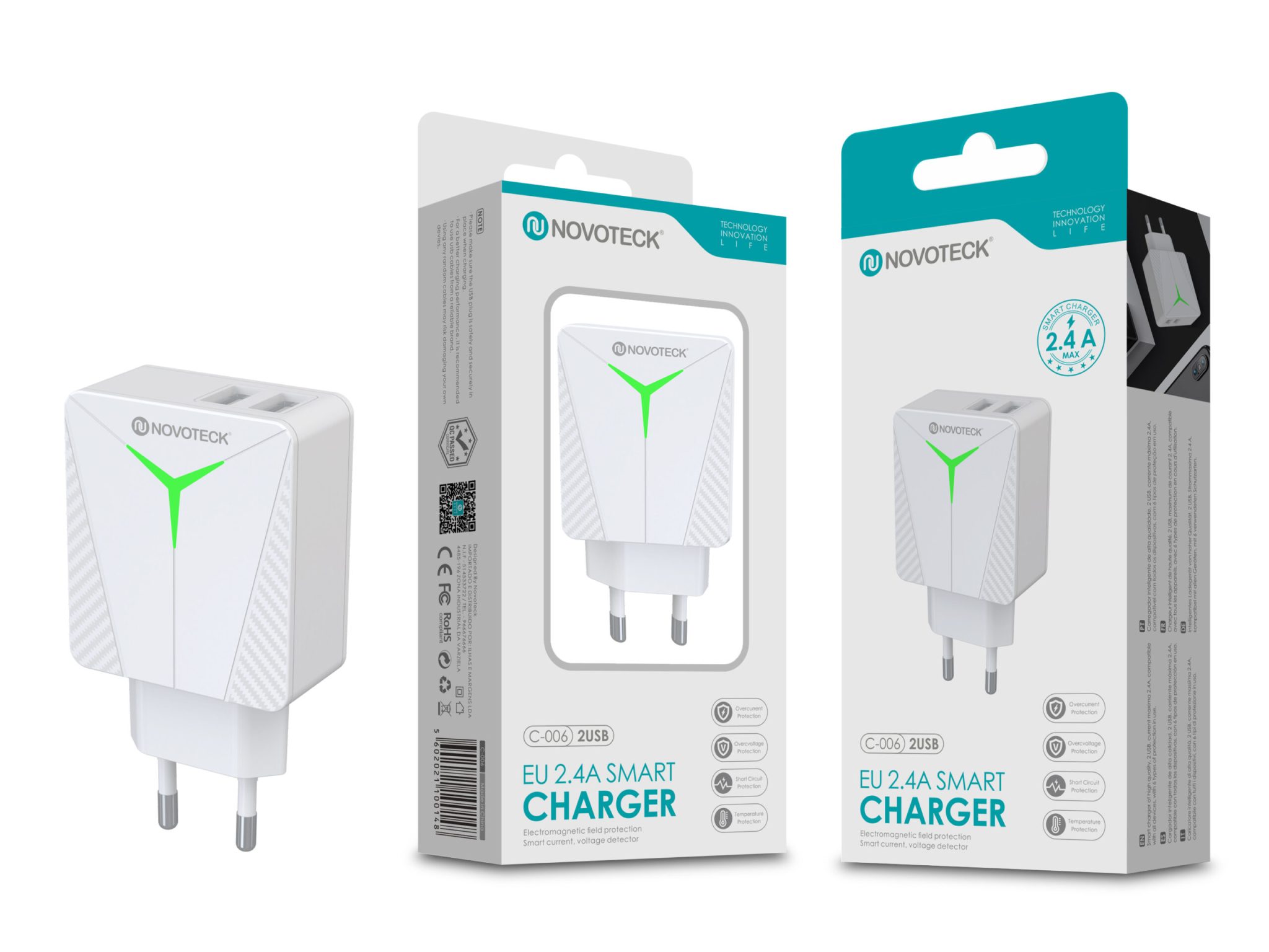 Carregador 2.4A 2USB Ic Smart C-006