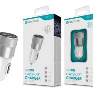 Carregador Automóvel Isqueiro Branco com Duas Portas USB 2.4A Q-001