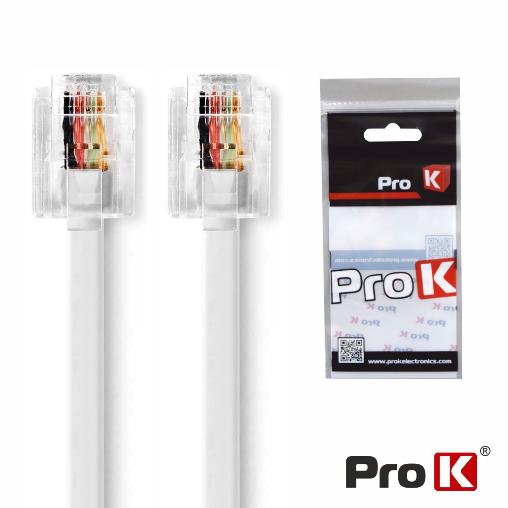Cabo Telefone RJ11 Branco 10m PROK
