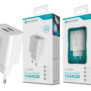 Carregador 2.4A 2 USB Branco NOVOTECK C-003
