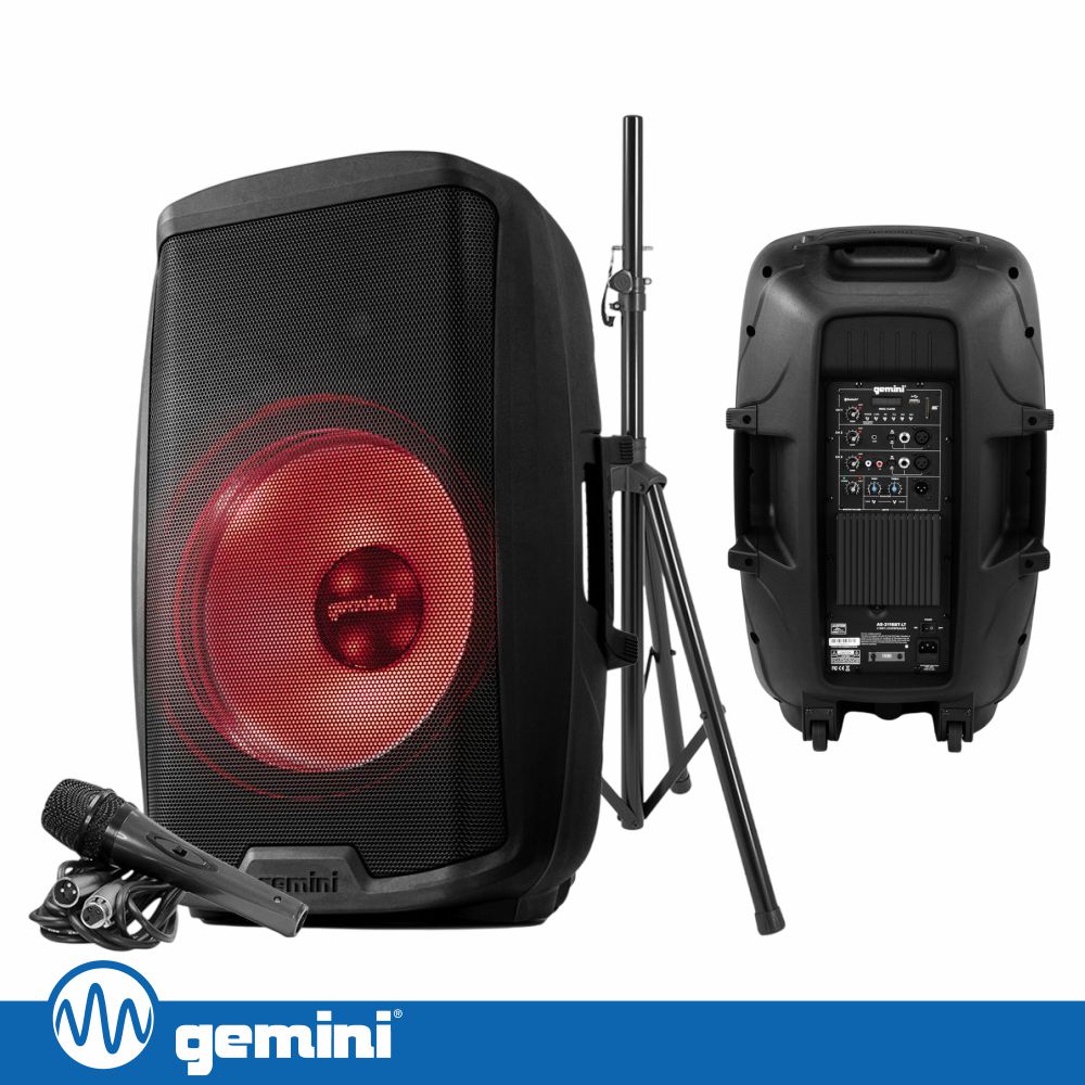 Coluna Amplificada 15" 2000W USB/SD/AUX/BT/TWS GEMINI