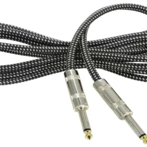 Classic Braided Guitar Lead Black/White 3.0m