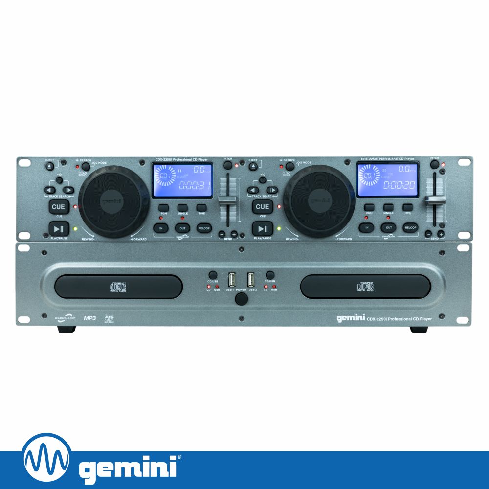Controlador DJ 2 Canais P/ Rack 19" C/ Leitor CD/USB GEMINI
