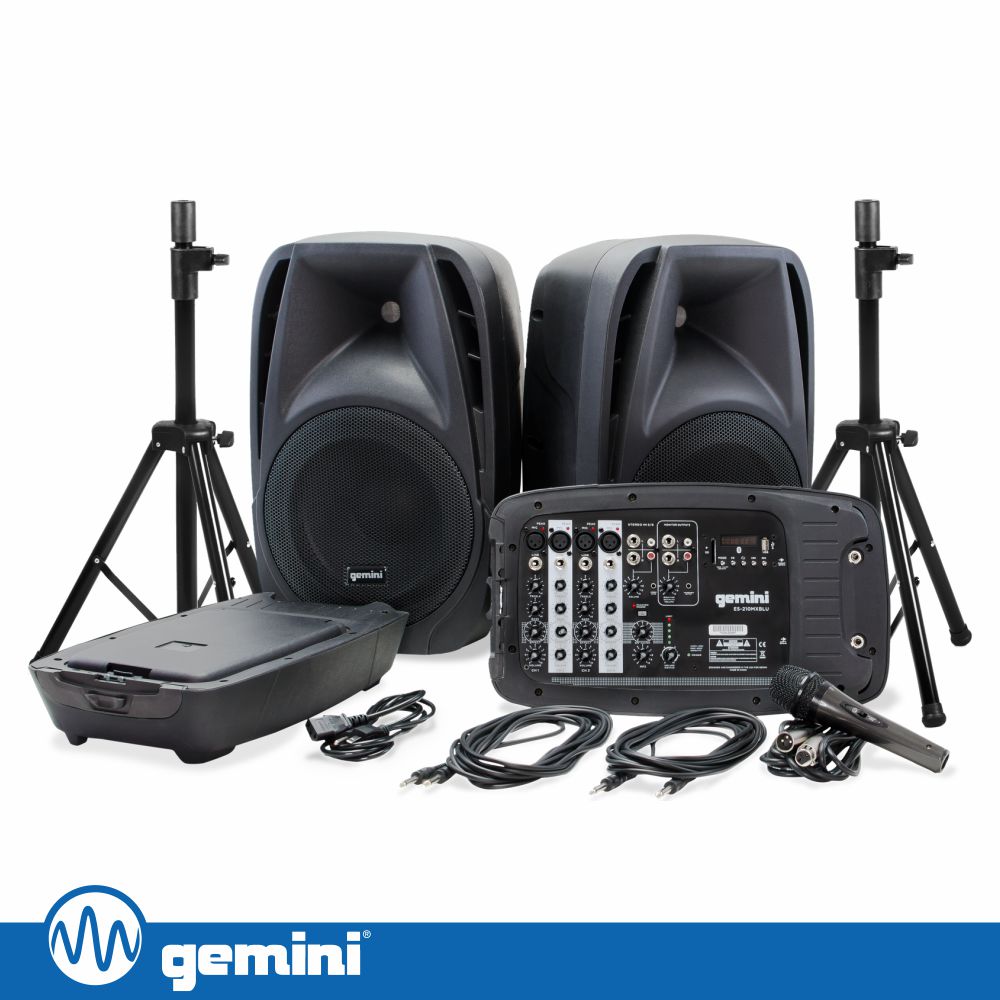 Conjunto De Som Amplificado Portátil 10" 600W USB/BT GEMINI