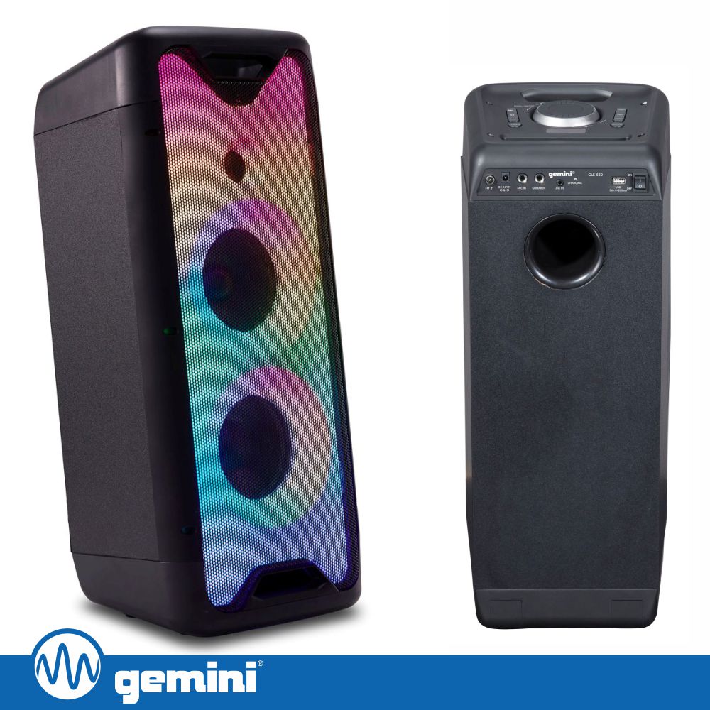 Coluna Amplificada 2x6.5" 800W RGB USB/FM/AUX/BT/TWS GEMINI