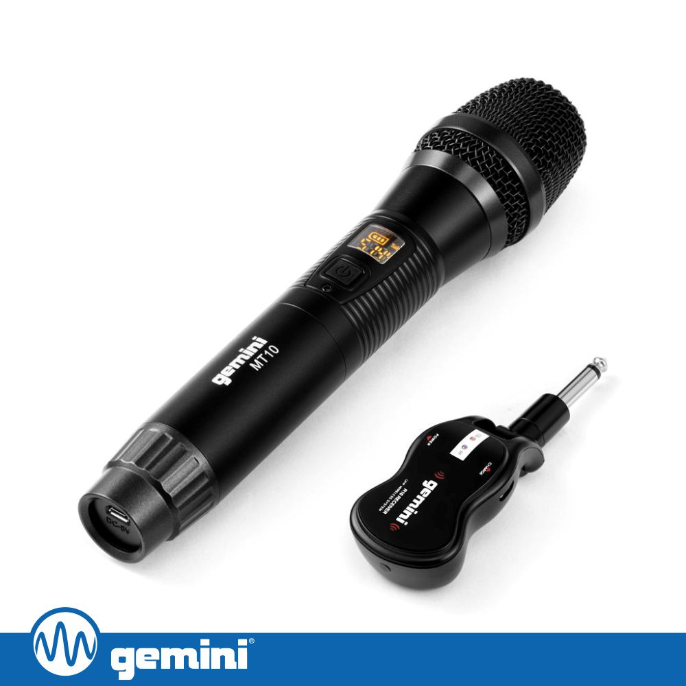 GMU-M100 Microfone s/ fios UHF c/ receptor jack jack 6.35MM Gemini