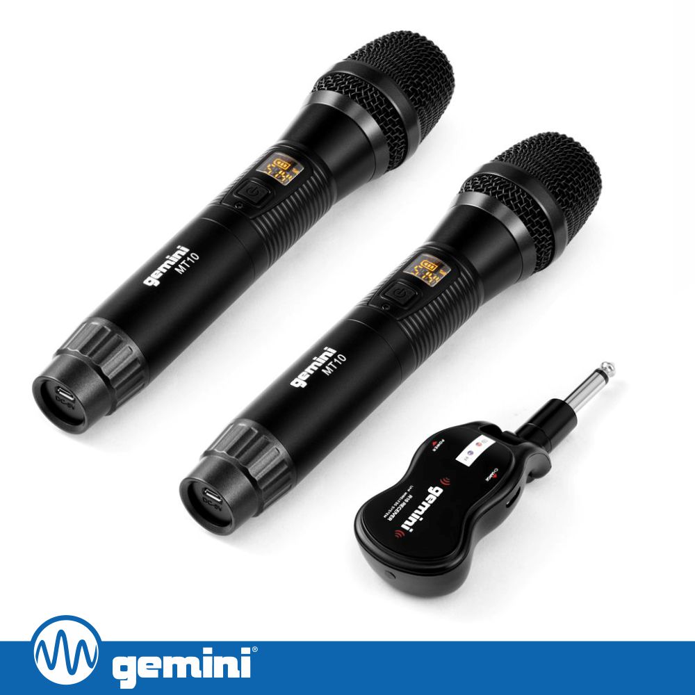 Conjunto 2xMicrofones S/ Fios UHF C/ Receptor Jack GEMINI