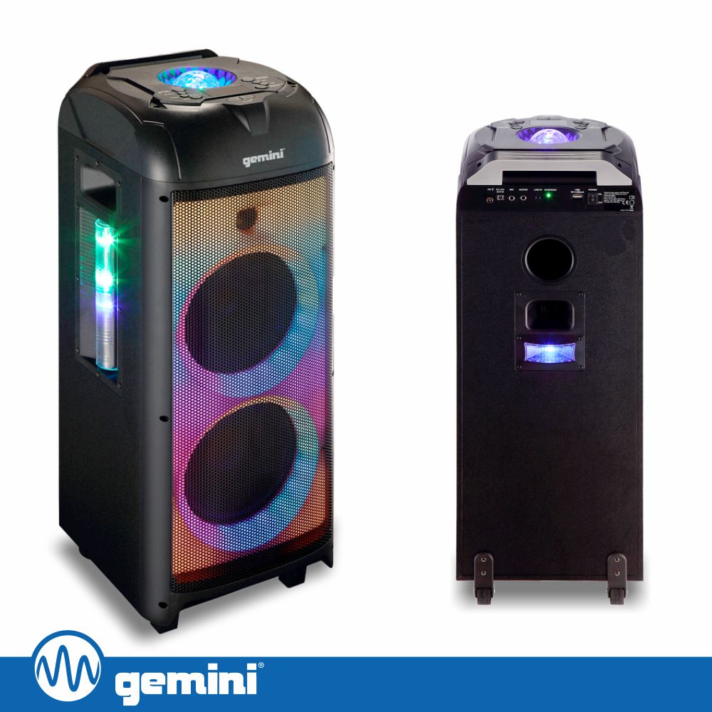 Coluna Amplificada 2x8" 1000W USB/FM/AUX/BT/TWS GEMINI
