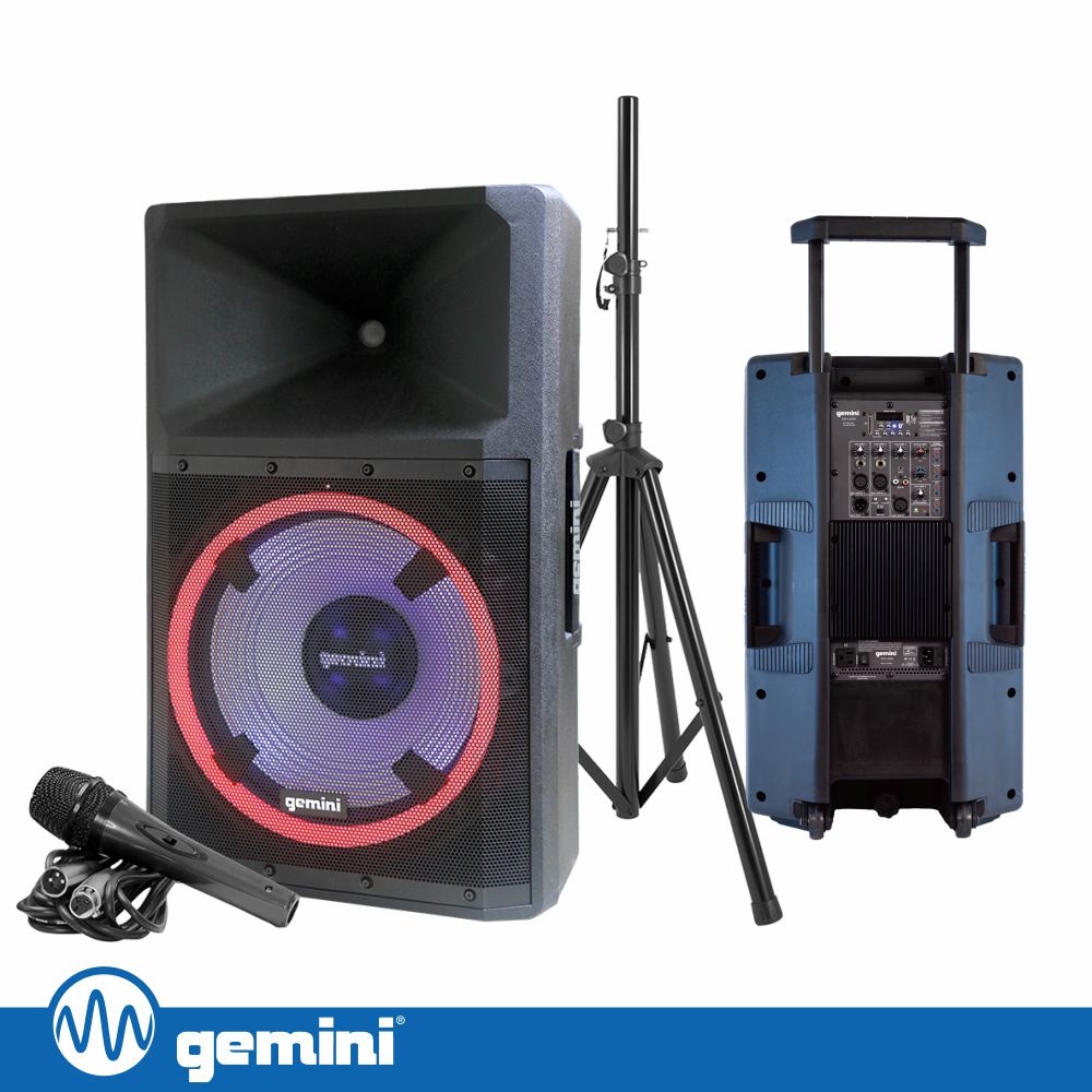 Coluna Amplificada 15" 2200W USB/SD/AUX/BT/TWS GEMINI