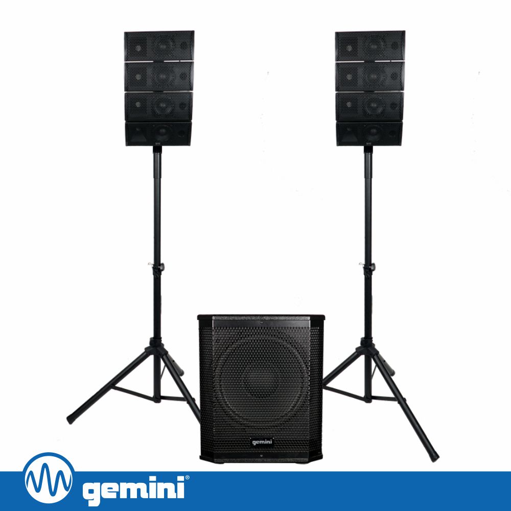 Sistema LINE-ARRAY Ativo 8 Colunas 4x4"+SUB 12" 1000W GEMINI