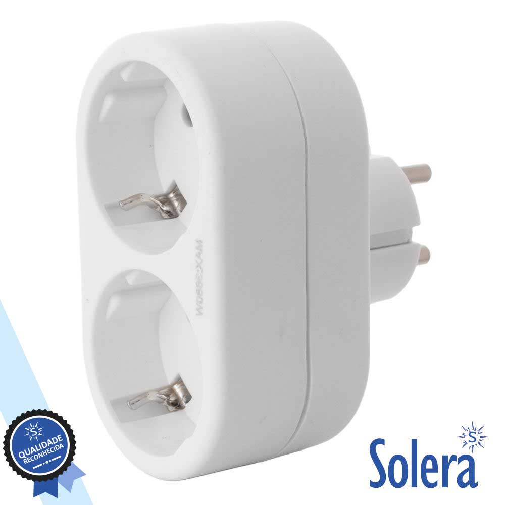 TOMADA ELÉTRICA C/ 2 SAÍDAS BRANCO SOLERA