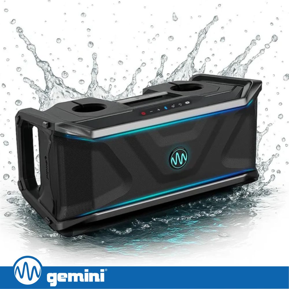 Coluna Bluetooth V5.4 TWS Flutuante 300W IP67 GEMINI