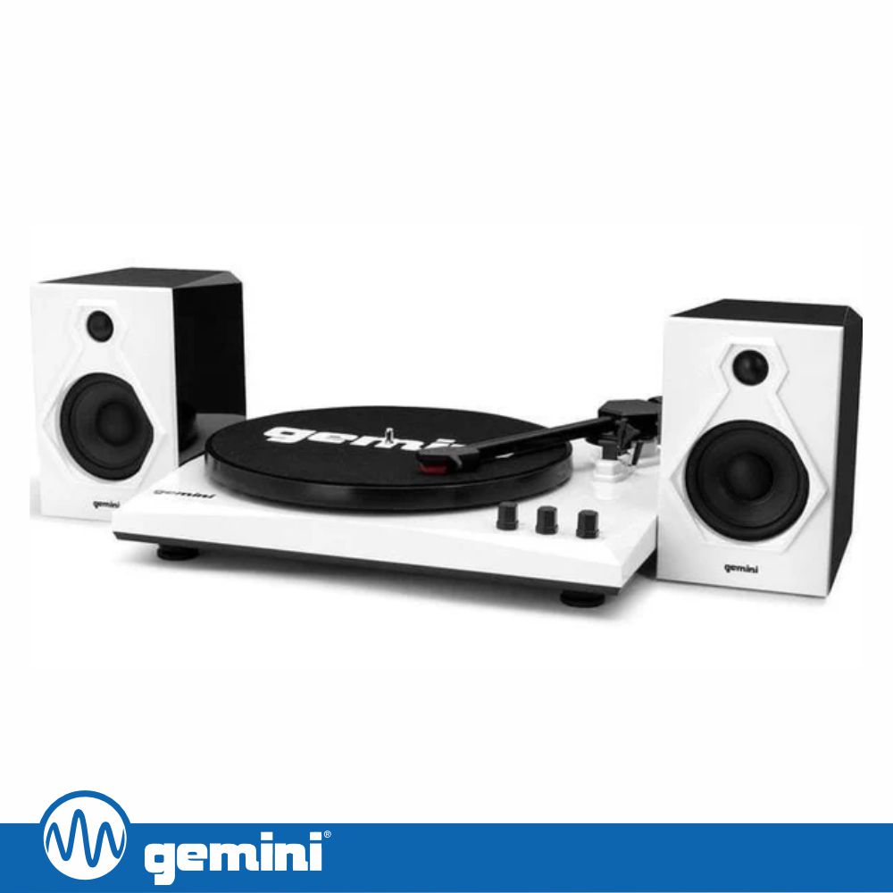 Gira-Discos 33/45/78RPM Preto/Branco C/ 2 Colunas GEMINI