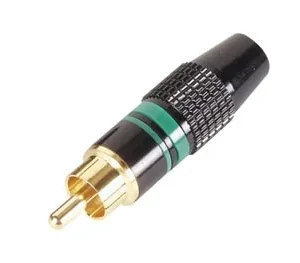 Ficha Rca Macho Verde Ponta Gold Armação Preta