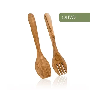 Pinça Salada, Madeira de Oliveira Metal Tex