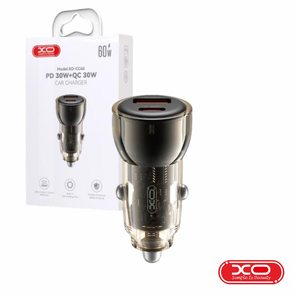 CC60-BK Adaptador de isqueiro 1x USB-A 1x USB-C PD / QC 60w