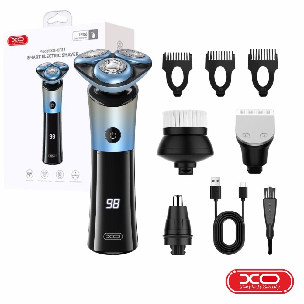 Máquina Barbear Multifunções S/ fios 5W 600mAh IPX6 Preto XO