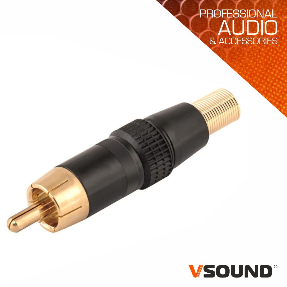 FICHA RCA MACHO PRETO METÁLICA / DOURADA VSOUND