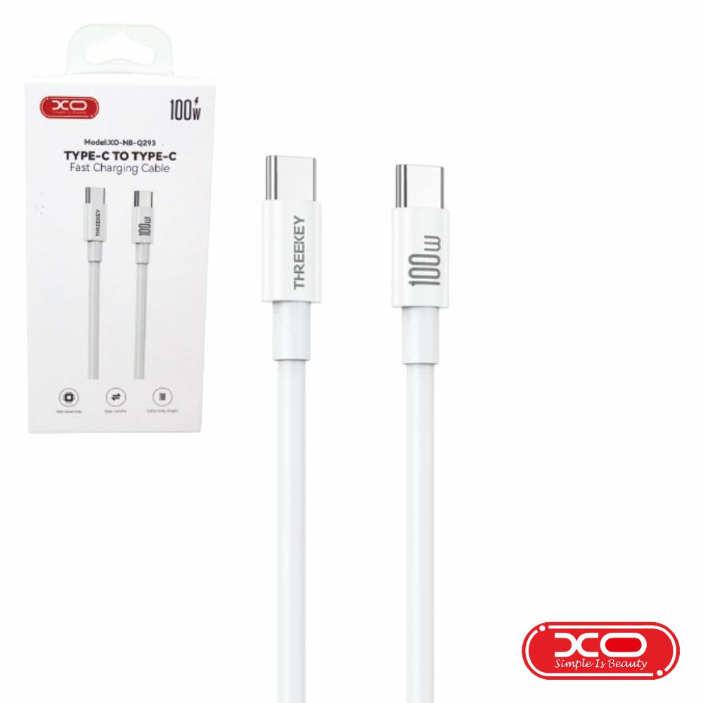 Cabo USB-C Macho / USB-C Macho 100W PD 1m Branco XO