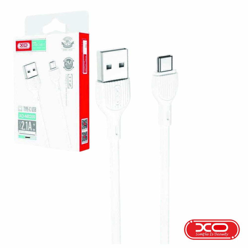 Cabo USB-A Macho / USB-C Macho 2m Branco XO