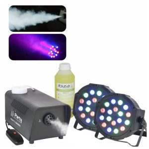 PARTY-SET-05 Kit 2x Projetor Par C/ 18 LEDS 1W RGB DMX Mic