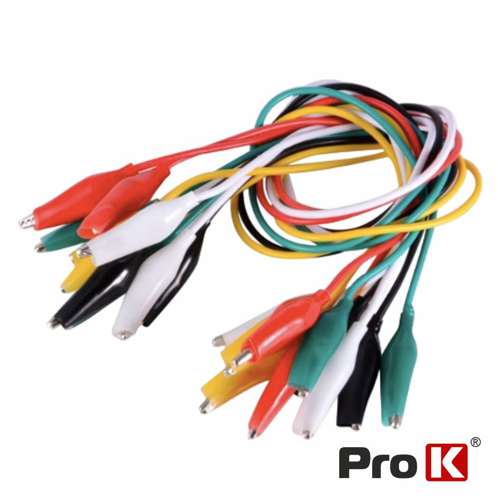 Conjunto 10 Fios 50cm C/ Garras Crocodilo 45mm PROK