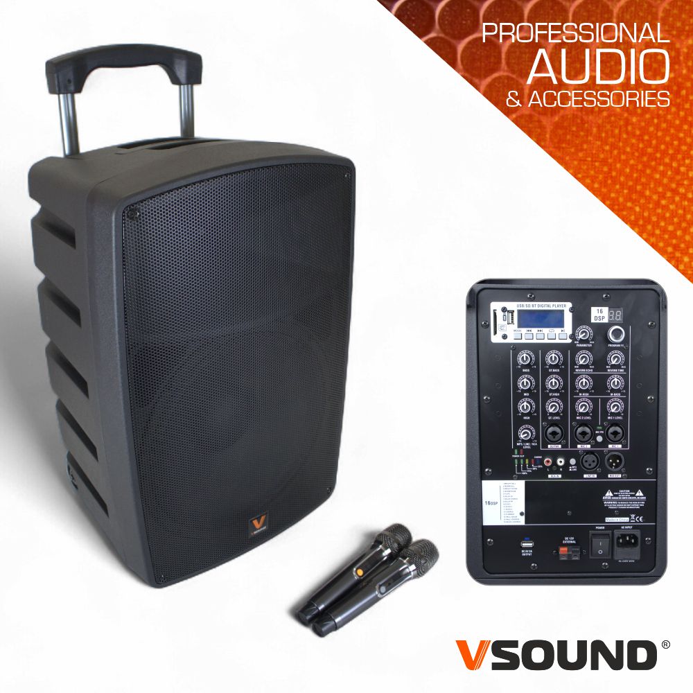 Coluna Amplificada 12" 240W USB/BT/SD/Bat/2xMIC/DSP VSOUND