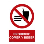 Sinal Proibido Comer e Beber - 30x40cm