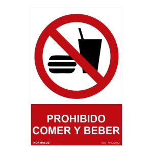 Sinal Proibido Comer e Beber - 30x40cm