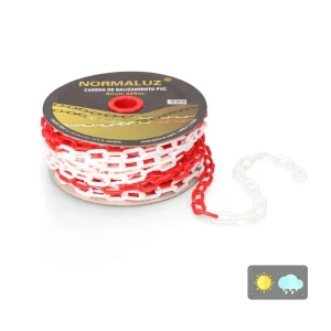Corrente Plástico Branco e Vermelho, 25m