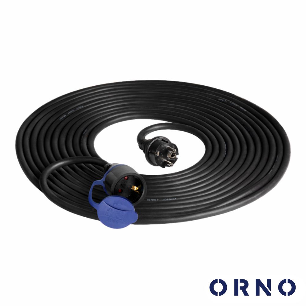 Extensão Tomada Elétrica 3G1.5 1x Schuko 20m Preto ORNO