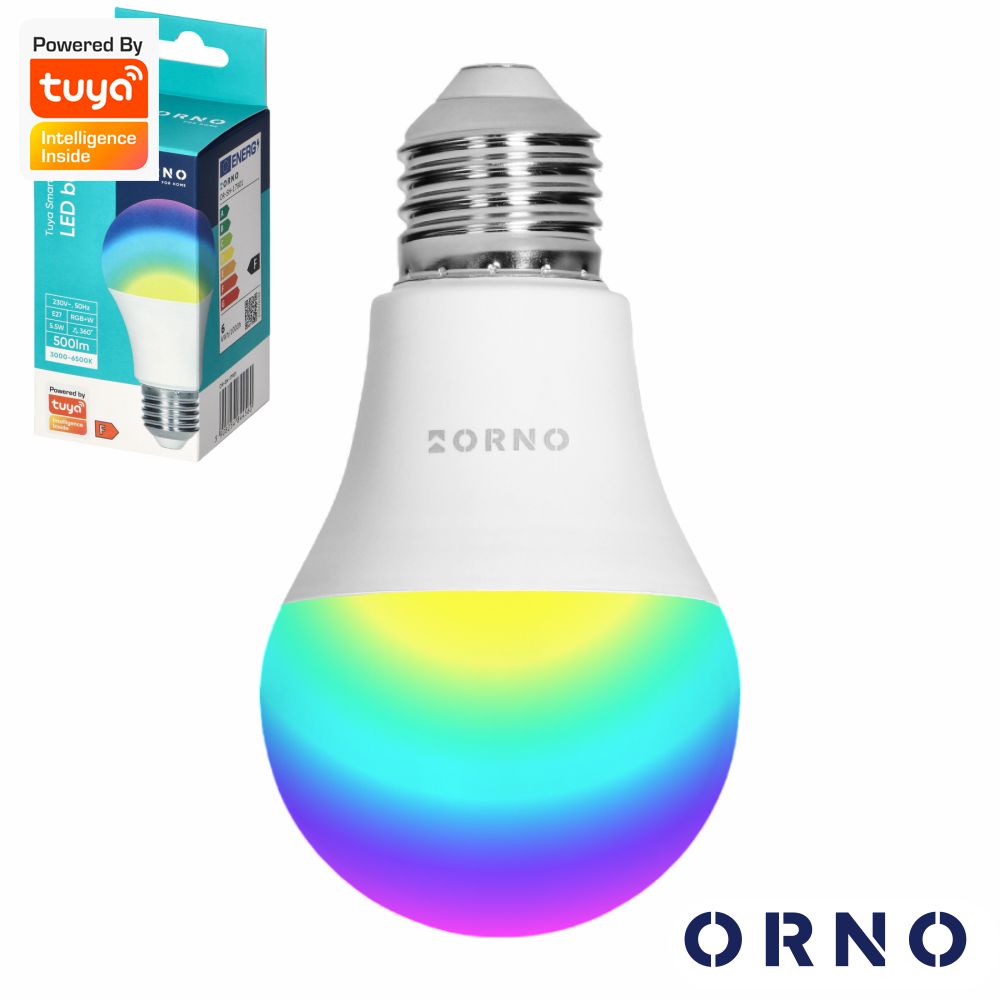 Lâmpada LED E27 A60 5.5W RGBW 6000K 800lm TUYA ORNO