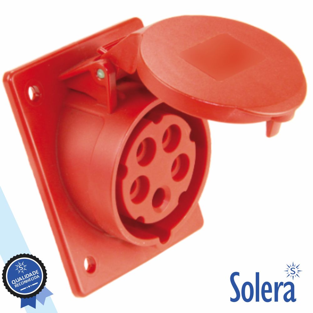 FICHA CEE FÊMEA PAINEL 16A 3P+N+T 400V C/TAMPA IP44 SOLERA