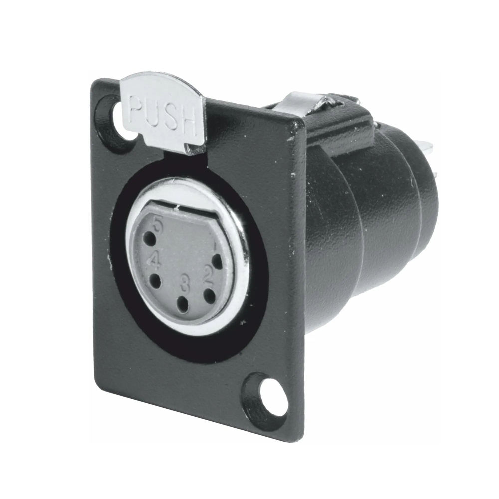 Ficha XLR Fêmea 5 Pinos Chassi - Preta