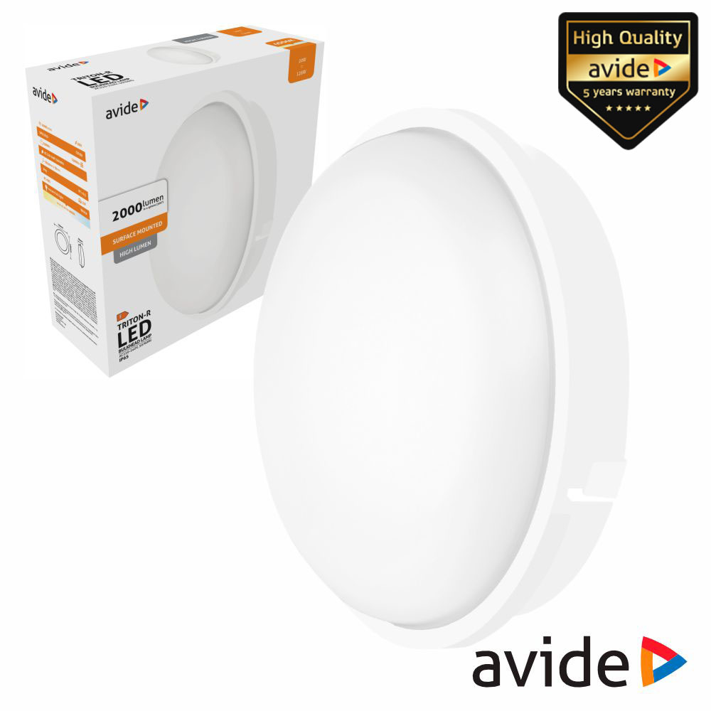 Painel LEDS Redondo 20W 220mm 4000k 1600lm IP65 AVIDE