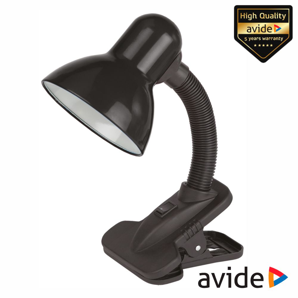 Candeeiro Secretária 1xE27 60W C/ Mola Preto AVIDE