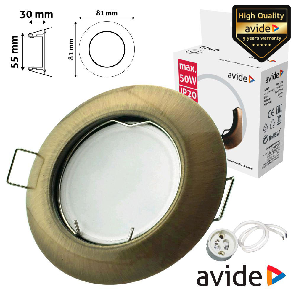 ABGU10F-C-CO ARO REDONDO FIXO CÓNICO COBRE P/ MR16-GU10 AVIDE